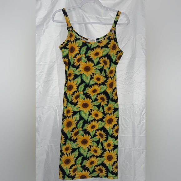 Sunflower Print Sleeveless Dress Jolie & joy women’s size large - Picture 1 of 4